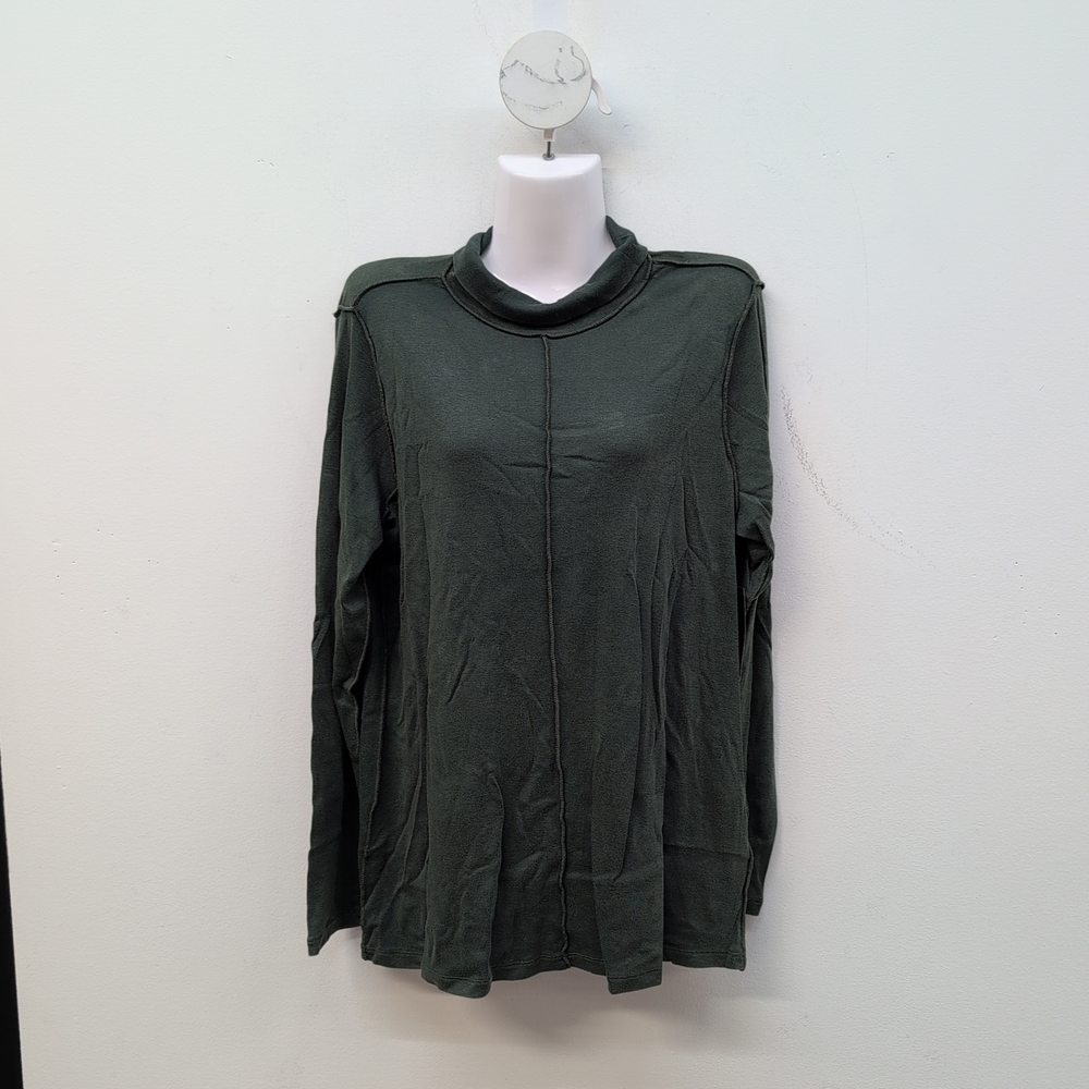 Principles Jersey Mock Neck Long Sleeves Women's Shirt Medium Grey Black